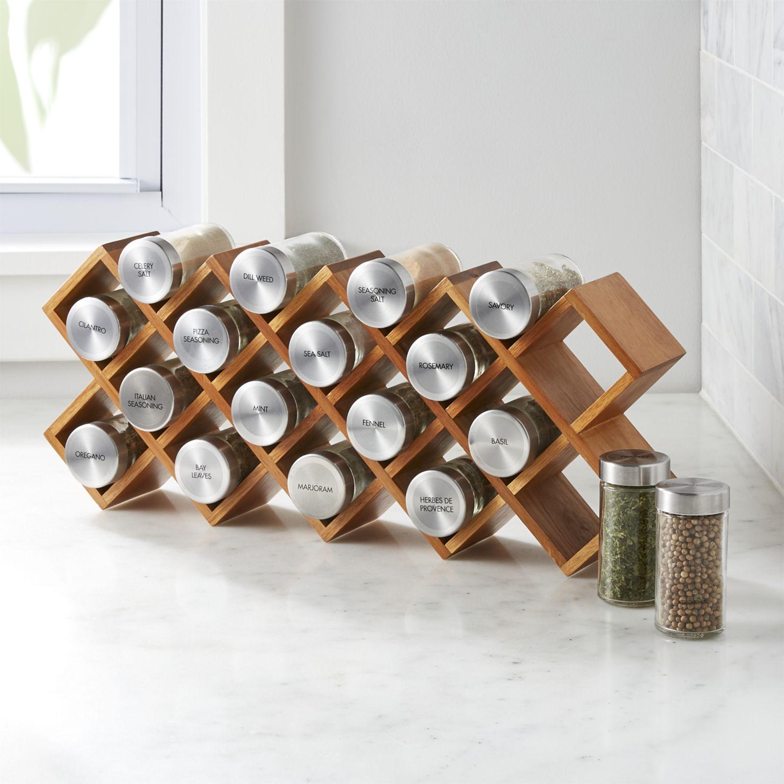 Maia Olivewood 6-Jar Spice Rack | Crate & Barrel