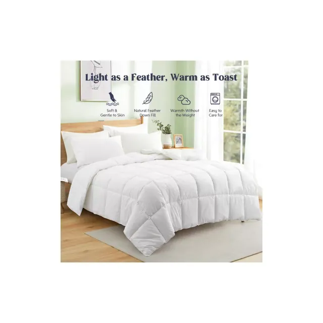 Peace Nest Light Warmth White Goose Down Comforter Duvet Insert with 360TC Fabric, Full/Queen