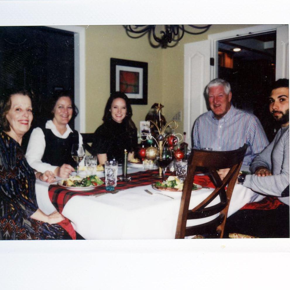 Sarah's Aunt Joan, mom Janet, sister Molly, Uncle Jim, and Alessandro at Christmas in Dayton, Ohio 2015