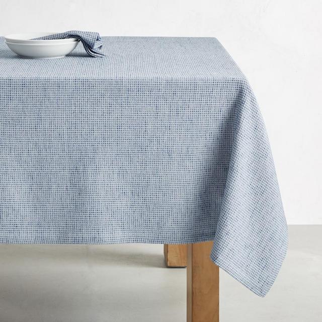 Waffle Weave Tablecloth, 70" X 126", Blue