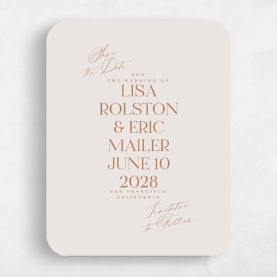 Beige Rounded Wedding Save the Date - Menton Portrait