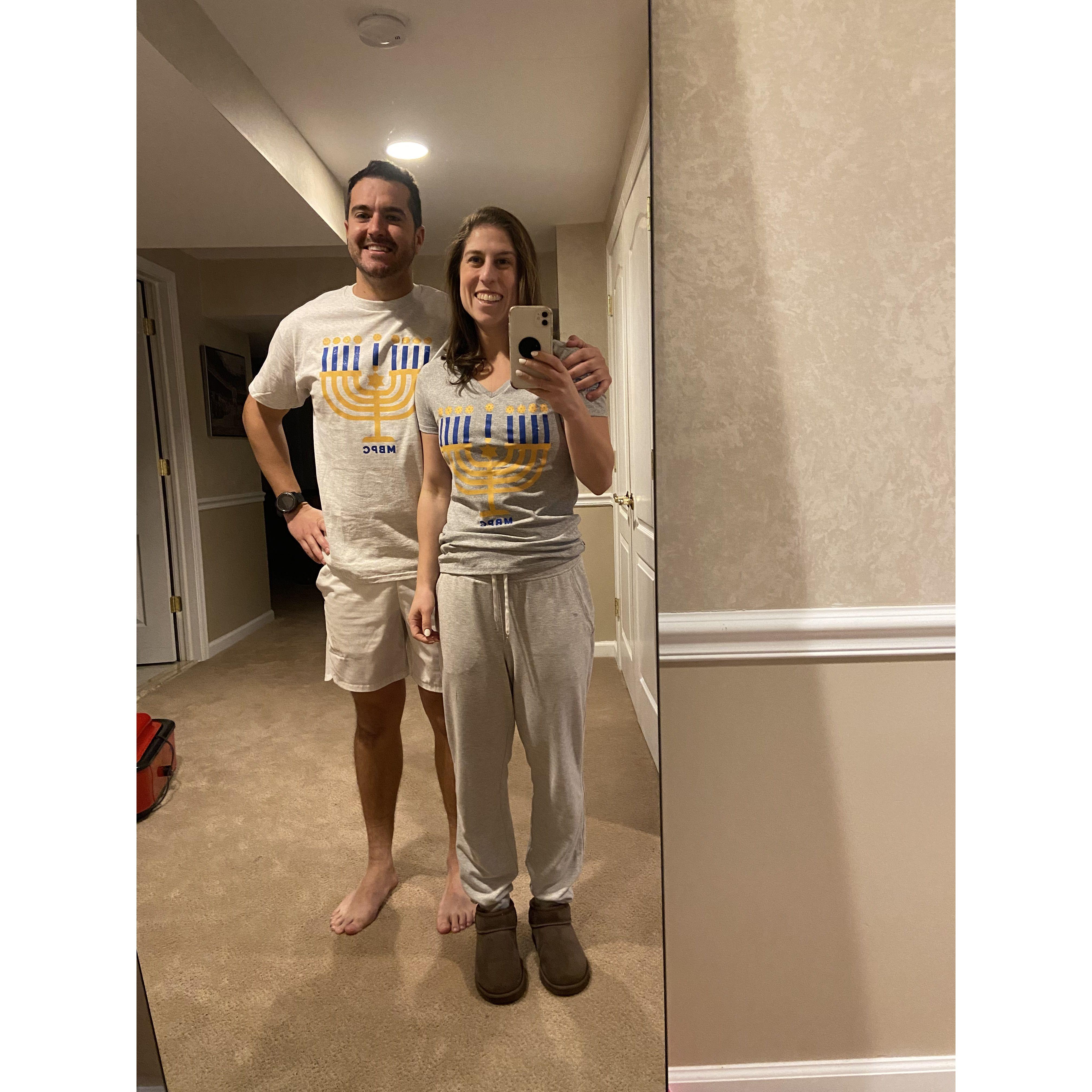 Matching pickle ball menorah shirts for Hanukkah '22