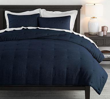Belgian Flax Linen Comforter & Shams - Queen Size - Midnight