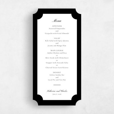 Black Ticket Wedding Menu - Blake