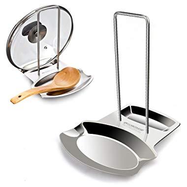 Yummy Sam Lid and Spoon Rest, Utensils Lid Holder Spoon Holder Lid Rest Lid Shelf Kitchen Utensils Holders Stainless Steel in Silver
