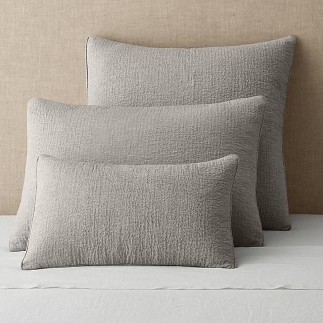 Vintage-Washed Linen Channel-Quilted Sham (King, Fog)