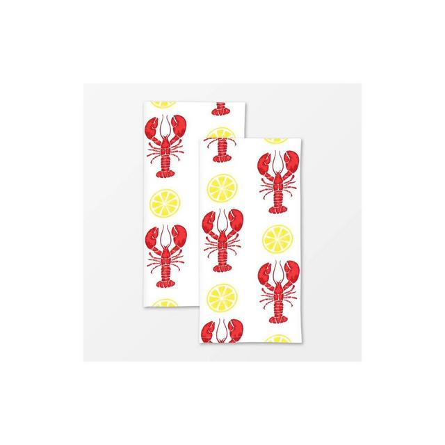 2pk Designer Lobster Print Towel Red/White - MU Kitchen