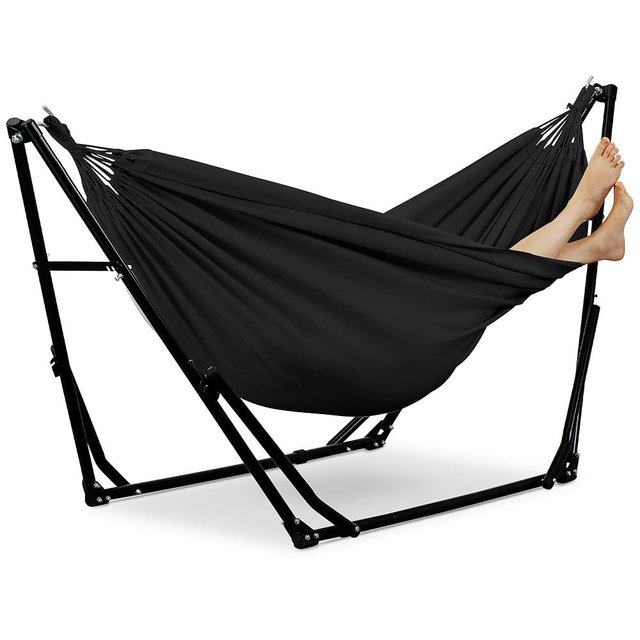 GDY Hammock Chair with Stand, 550 lb Capacity, Easy Set Up, with Carrying Bag, Portable for Travel/Backpacking/Beach/Backyard, Black.