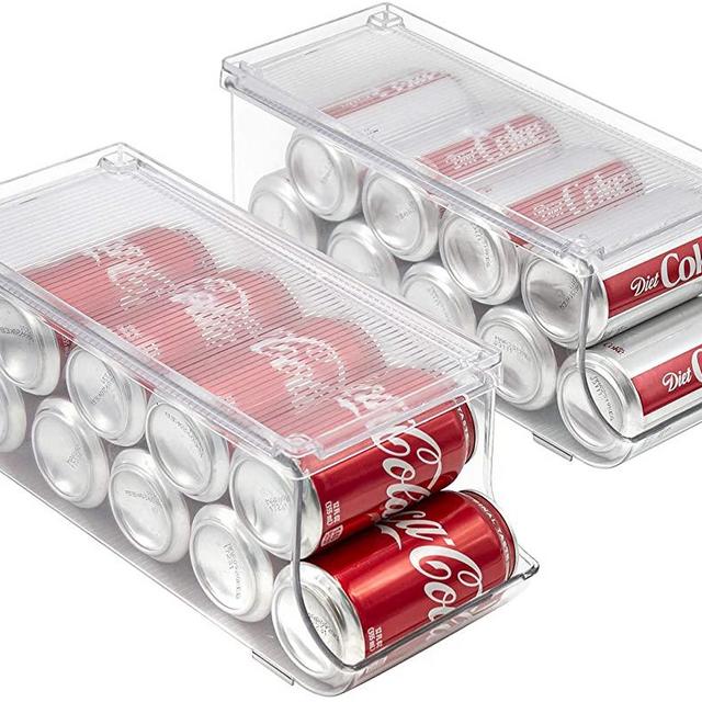 Sorbus Soda Can Organizer and Canned Food Bin Dispenser with Lid for Refrigerator, Pantry, Freezer – Holds 9 Cans, BPA-Free, Clear Design (2)