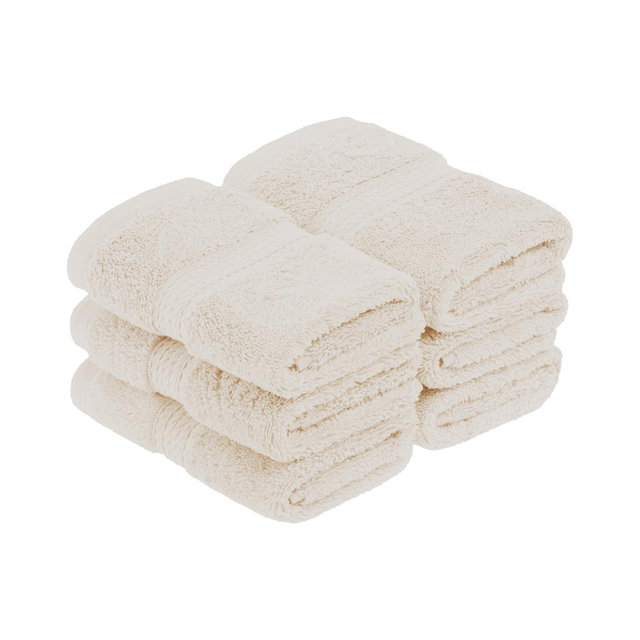 Solid Luxury Premium Cotton 900 GSM Highly Absorbent 6 Piece Face Towel/ Washcloth Set, Cream by Blue Nile Mills