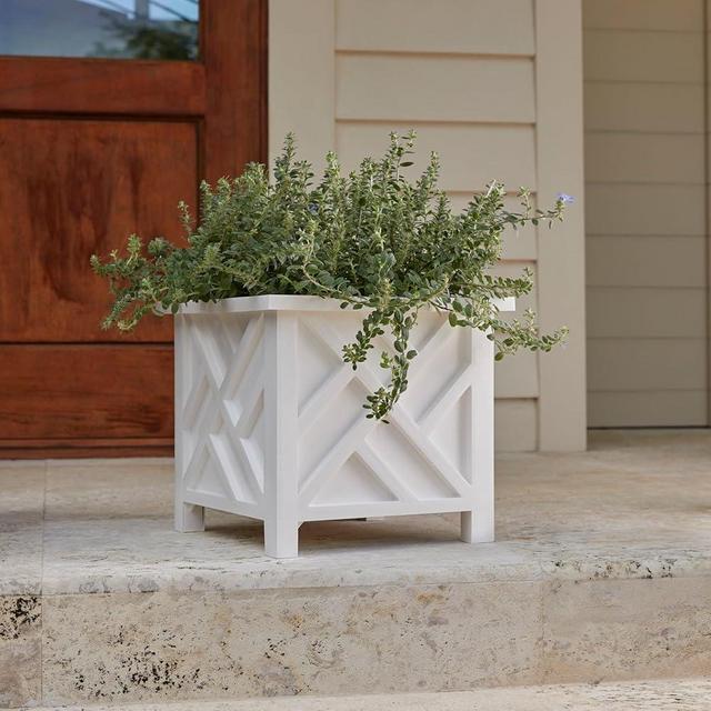 BrylaneHome Chippendale Square Planter - White