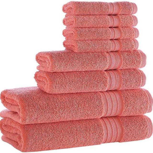 Hammam Linen Coral 6 Pack Bath Linen Sets for Bathroom Original Turkish Cotton Soft, Absorbent and Premium 2 Bath, 2 Hand, 2 Washcloths
