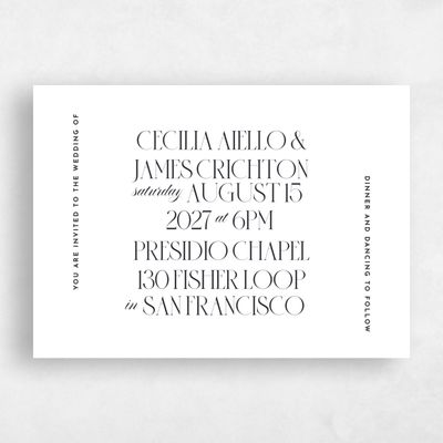 White Wedding Invitation - Milan Landscape