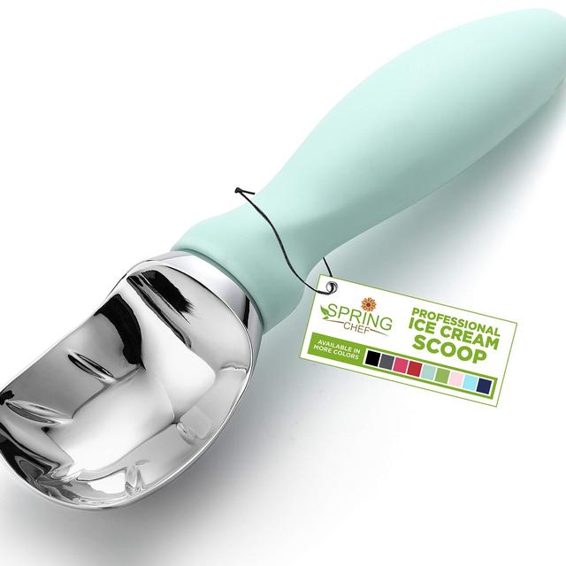 Spring Chef Ice Cream Scoop with Comfortable Handle, Professional Heavy Duty Sturdy Scooper, Premium Kitchen Tool for Cookie Dough, Gelato, Sorbet, Mint