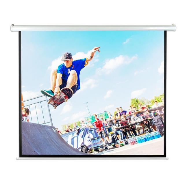Pyle 100" Portable Motorized Matte White Projector Screen - Automatic Projection Display with Wall /Ceiling Mount Remote and Case - For Home Movie Theater, Slide / Video Showing - PRJELMT106