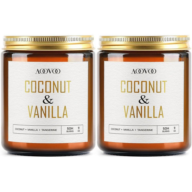 AOOVOO Coconut Vanilla Candles - 18 oz Scented Candles, Aromatherapy Candle, Soy Candle for Home Scented