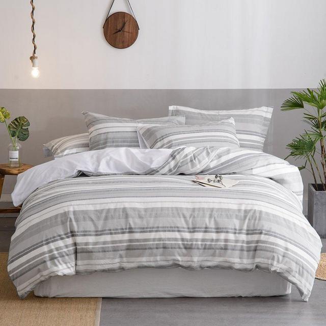Merryfeel Cotton Duvet Cover Set,100% Cotton Yarn Dyed Duvet Cover with 2 Pillowshams - Full/Queen