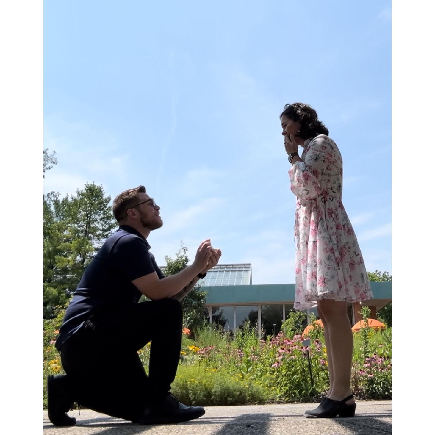 The proposal took place at the Botanical Gardens in Ann Arbor, it was beautiful!