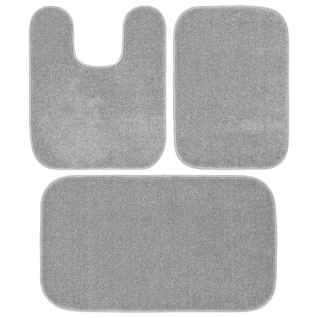 Garland Rug Gramercy 3pc Washable Bathroom Rug Set Silver