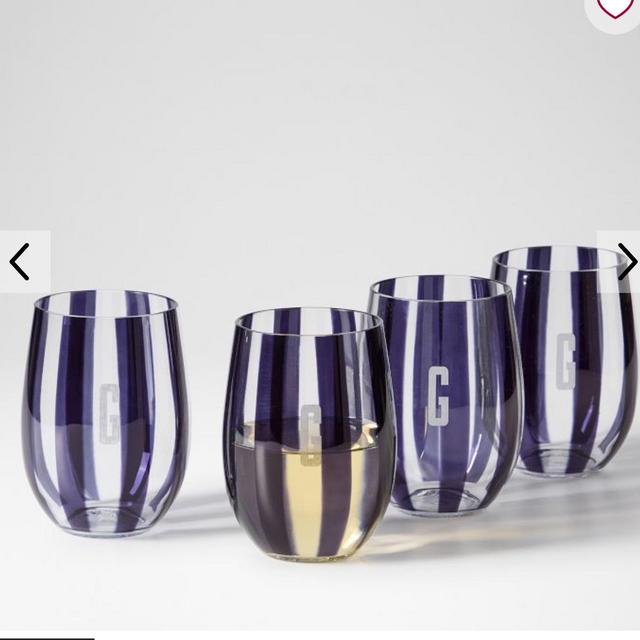 Striped Acrylic Stemless Wine Glasses