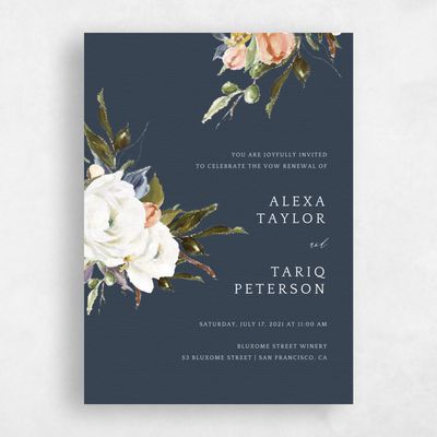 Navy, Blue Wedding Invitation - Octavia Vow Renewal