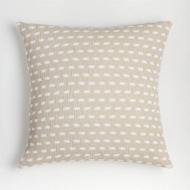 Mujia 23" Reversible Ivory Ikat Pillow with Down-Alternative Insert