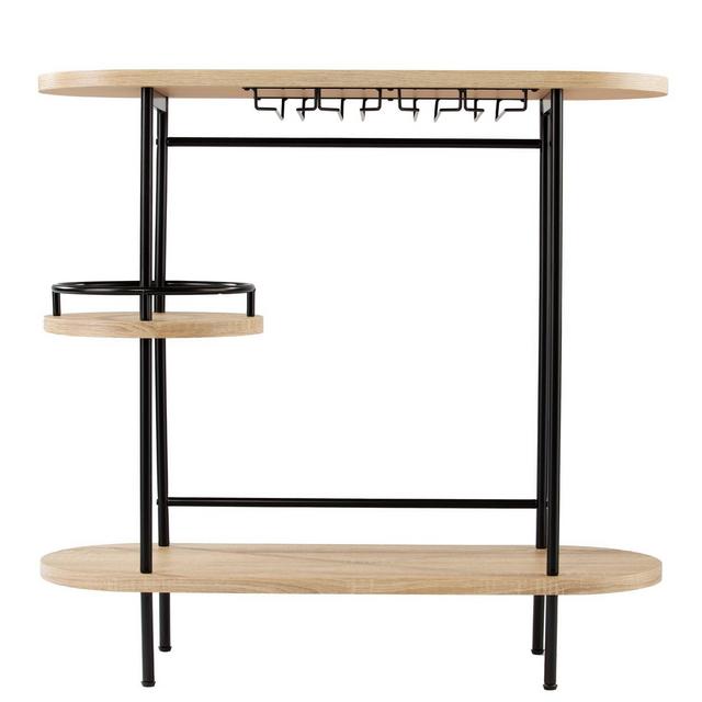 Dumare Wine/Bar Table with Glassware Storage Natural/Black Finish - Aiden Lane