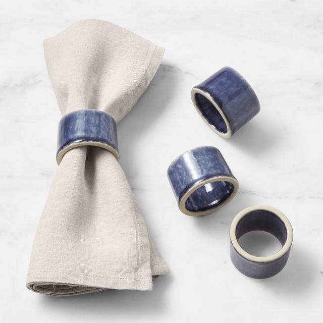 Cyprus Reactive Glaze Napkin Rings Set of 4, Blue