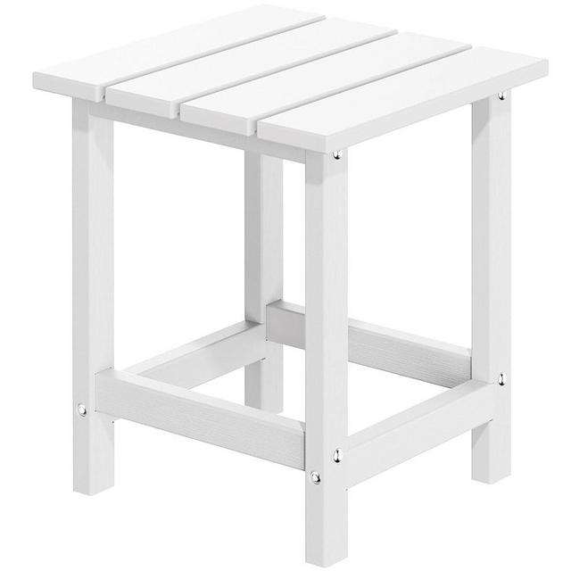 MUCHENGHY Adirondack Outdoor Side Table, 14.7" Patio Side Table Weather Resistant, HDPE Outdoor End Tables for Patio, White