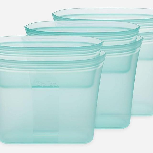 Zip Top Reusable Food Storage Bags | 3 Bag Set [Teal] - 3 Sandwich, 3 Snack | Silicone Meal Prep Container | Microwave, Dishwasher and Freezer Safe | Made in the USA