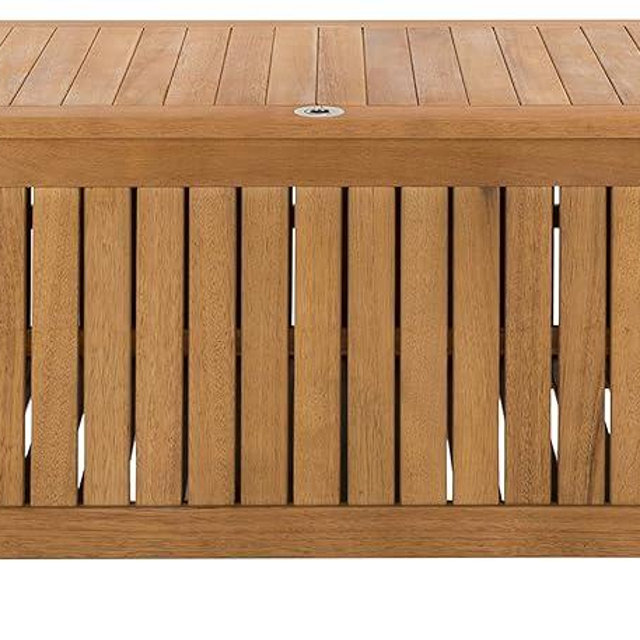SAFAVIEH Outdoor - Abri Cushion Storage Box - Solid Wood - Coastal Resort Storage Bench Design - Ideal for Patio, Deck, Porch, Backyard, 18" W x 47" D x 19" H (PAT7037A)