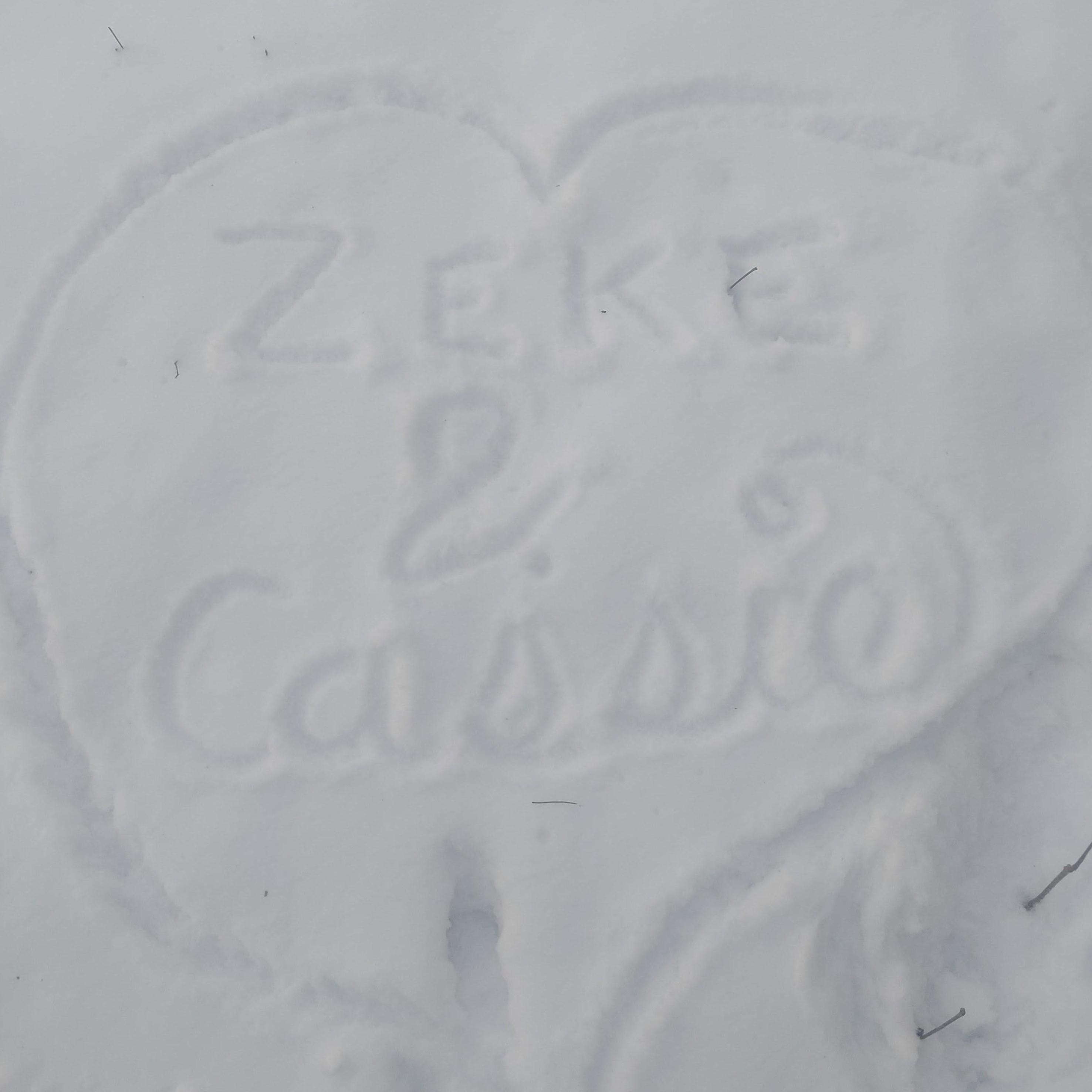 Writing our names in the snow