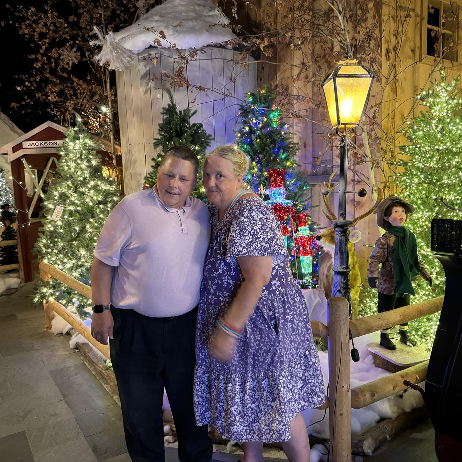Mike and Laurie at Christmas Lofy, N. Conway NH.