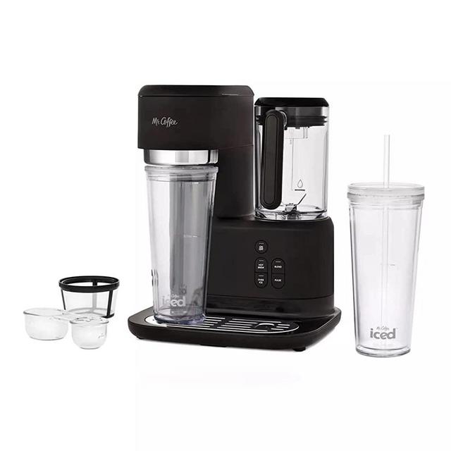 Mr. Coffee Frappe Single-Serve Iced and Hot Coffee Maker/Blender with 2 Reusable