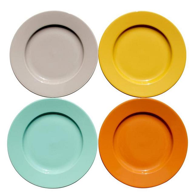 Lovene Aztec Porcelain Stoneware Dessert, Salad Lunch Plates, Microwave Safe 8.7 Inch - Assorted Set of 4