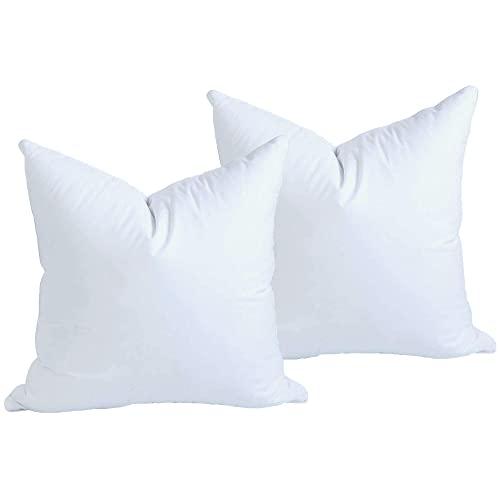 MoonRest Set of Two Down Alternative Square Pillow Insert Form%100 Cotton Blend Fabric Cover, Decorative Throw Pillow, Sofa Cushion and Bed Pillow - Hypoallergenic 18“X 18”
