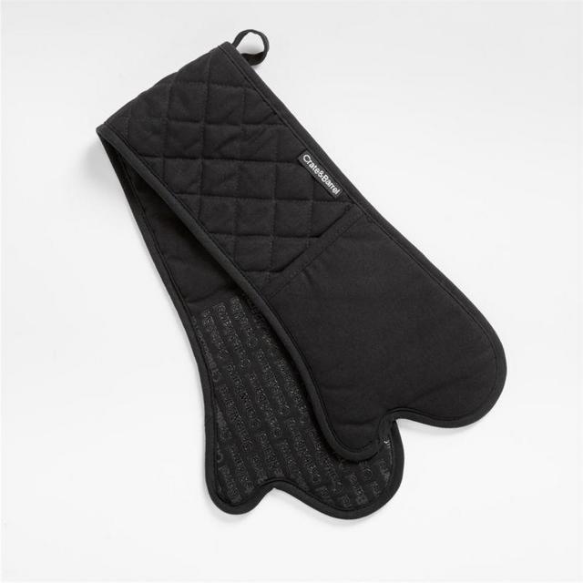 Silicone Grip Black Double Oven Mitt