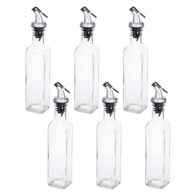 Tebery 6 Pack Glass Olive Oil Dispenser Bottle 250ML Oil and Vinegar Dispenser Set Oil & Vinegar Cruet with Pourers