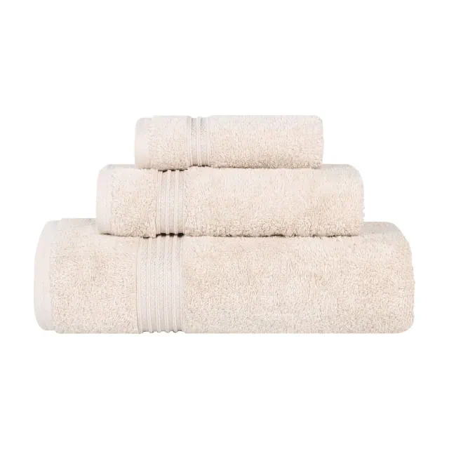 Egyptian Cotton Absorbent Luxury Heavyweight 3 Piece Towel Set, Stone - Blue Nile Mills