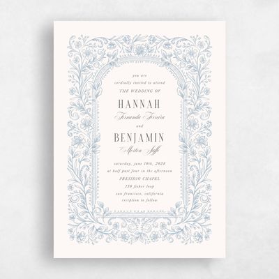 Beige Floral Wedding Invitation - Tauriel Portrait
