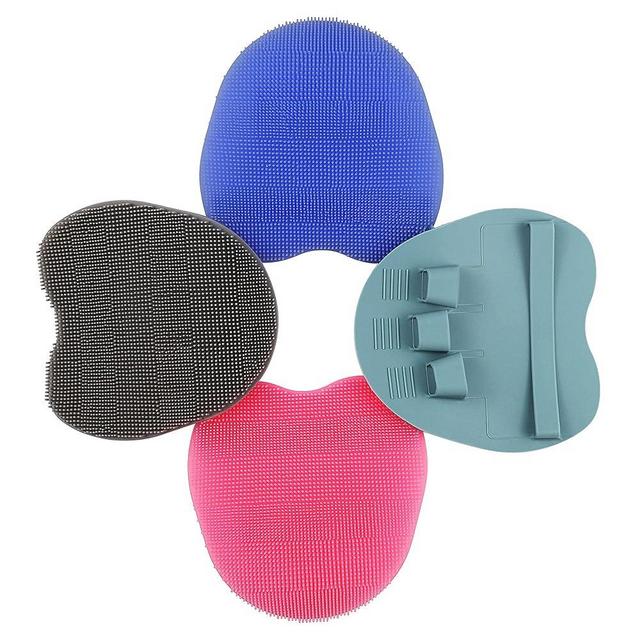 4 Pack Soft Silicone Shower Brush, Body Exfoliating Skin Massage Scrubber, Dry Skin Brushing Glove Loofah, Fit for Sensitive and All Kinds of Skin (4 Pack-PP1)