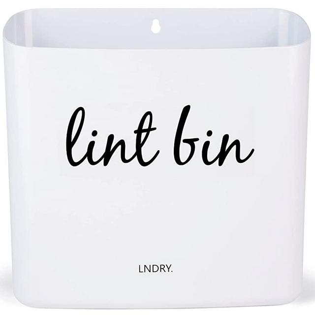 LNDRY. Magnetic Lint Bin for Laundry Room Organization and Storage - Lint Holder Bin, Dryer Sheet Holder, Wall Mount Trash Can, Farmhouse Laundry Room Decor and Accessories