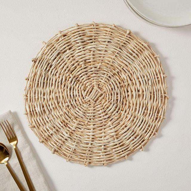 Natural Spun Woven Placemats, Set of 2, Natural