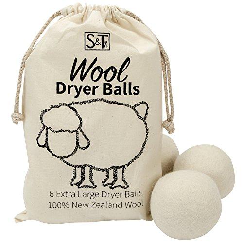 ST 559701 New Zealand Wool Dryer Balls - XL Size - Natural White, 6 Pack