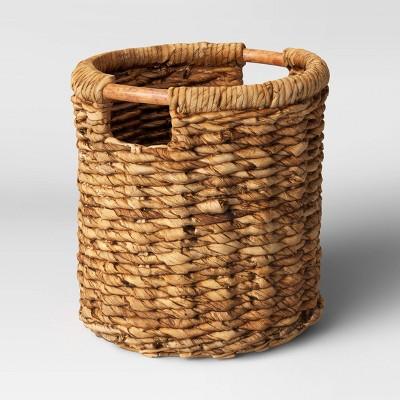Round Woven Basket with Cut-Off Handle - 13x14"
