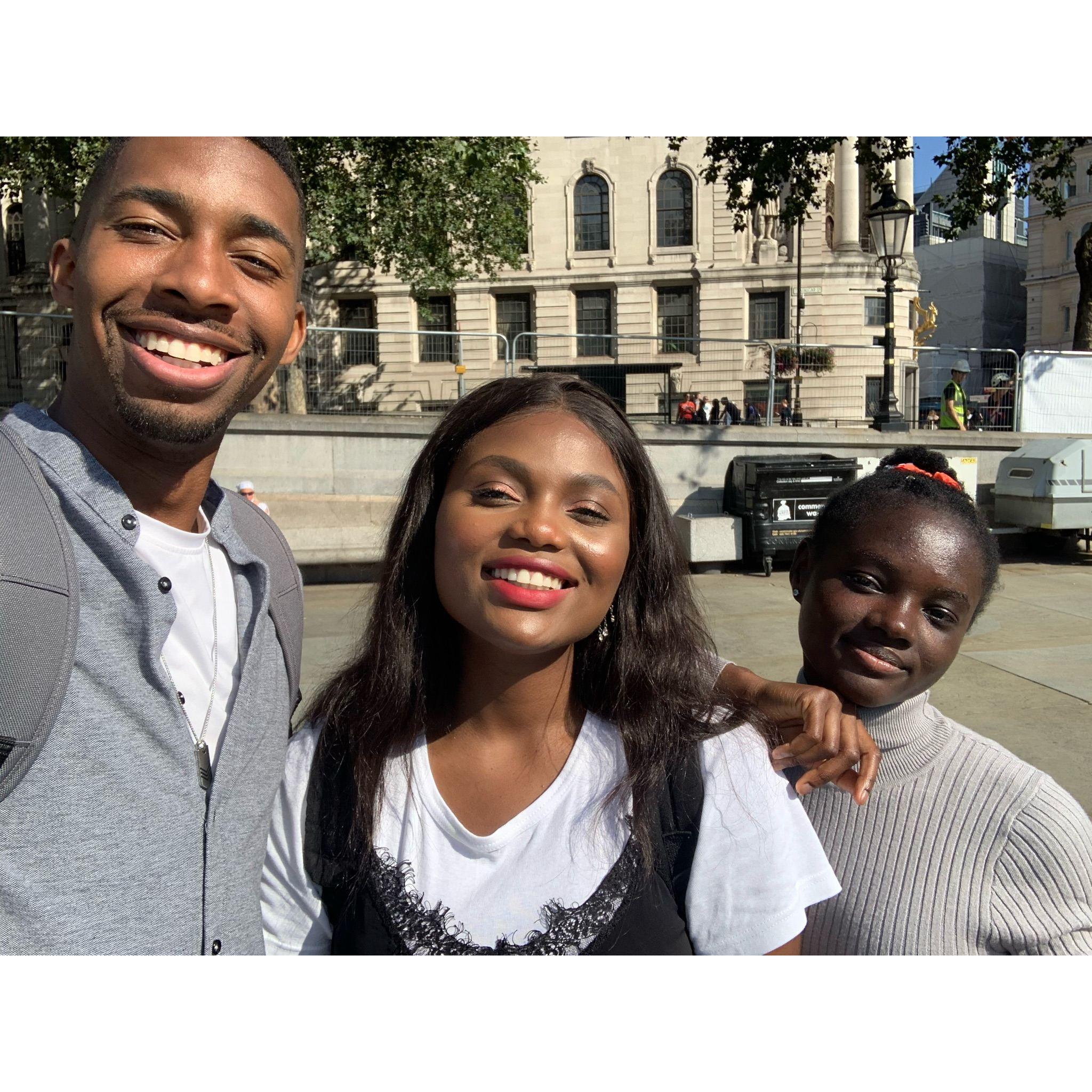 Terry's first trip to London, pictured with Juliette, Christiana's friend.