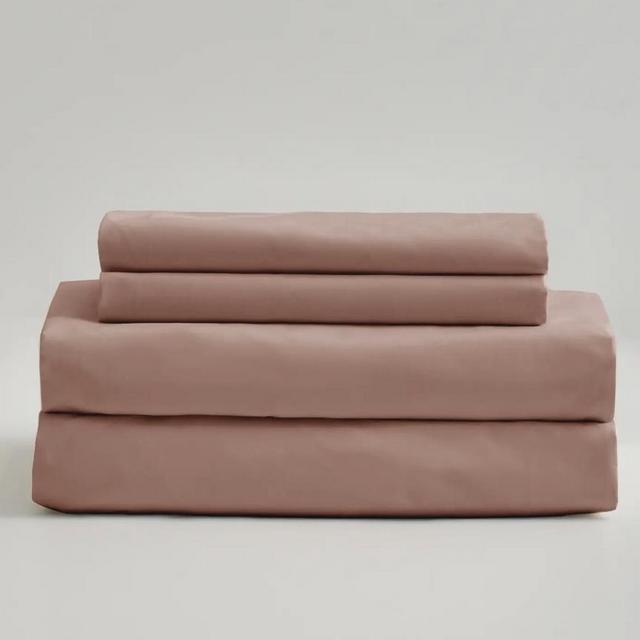 Quince Queen Size Classic Organic Percale Sheet Set, Clay