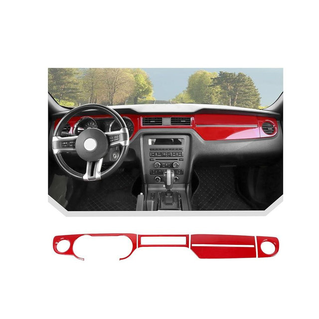 JeCar Red Dash Cover Trim Interior Accessories for 2010-2014 Ford Mustang