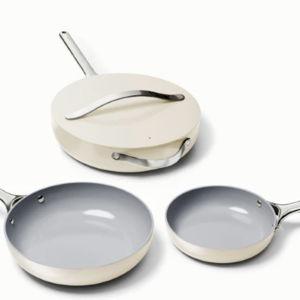 CREAM - Ceramic Fry Pan Trio | Non-Toxic Coating for Frying | Non-Stick Coating | Caraway