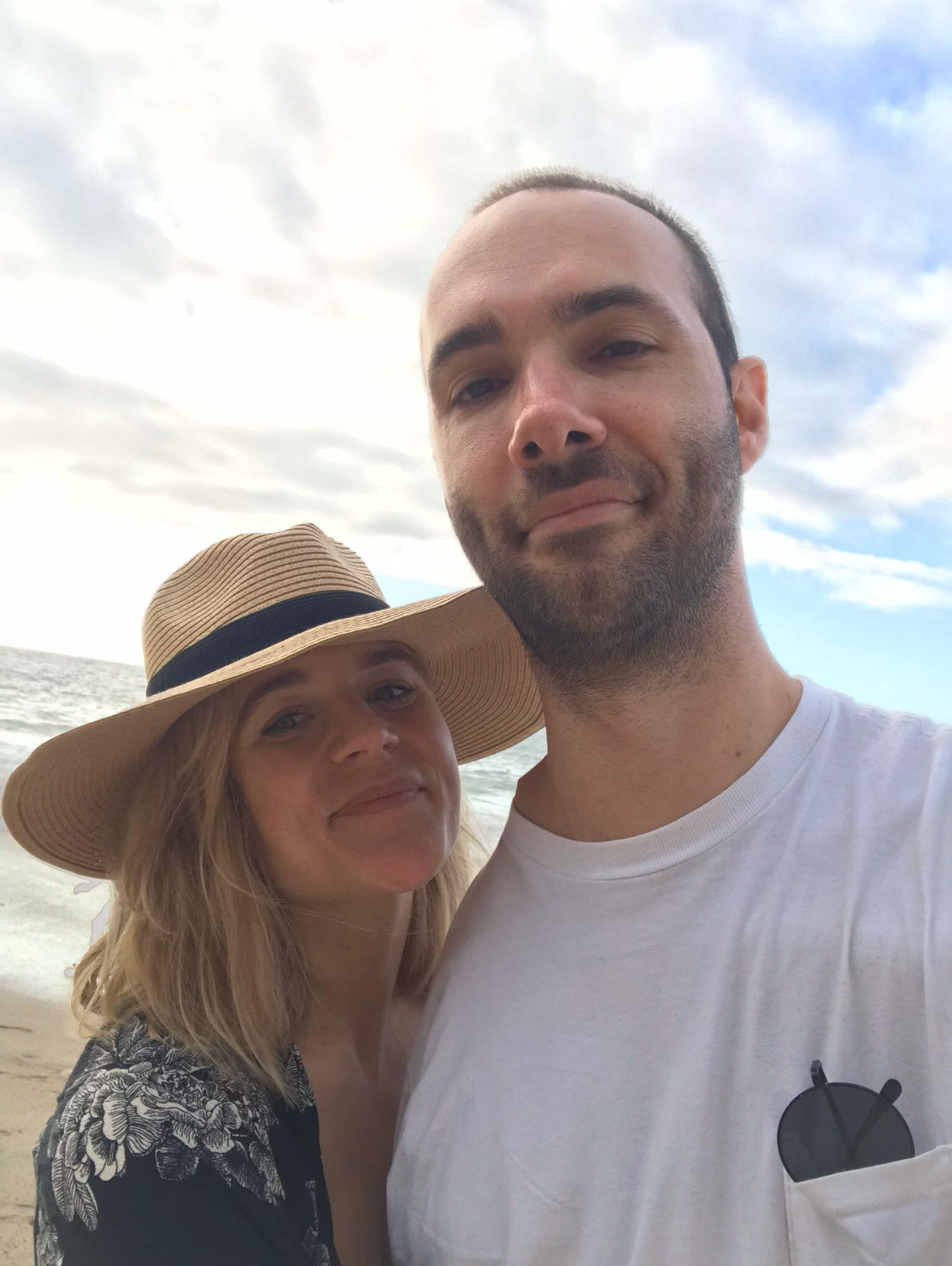 On the beach in PV after Katie dove to the depths of the sea floor and surfaced with a 'love rock'